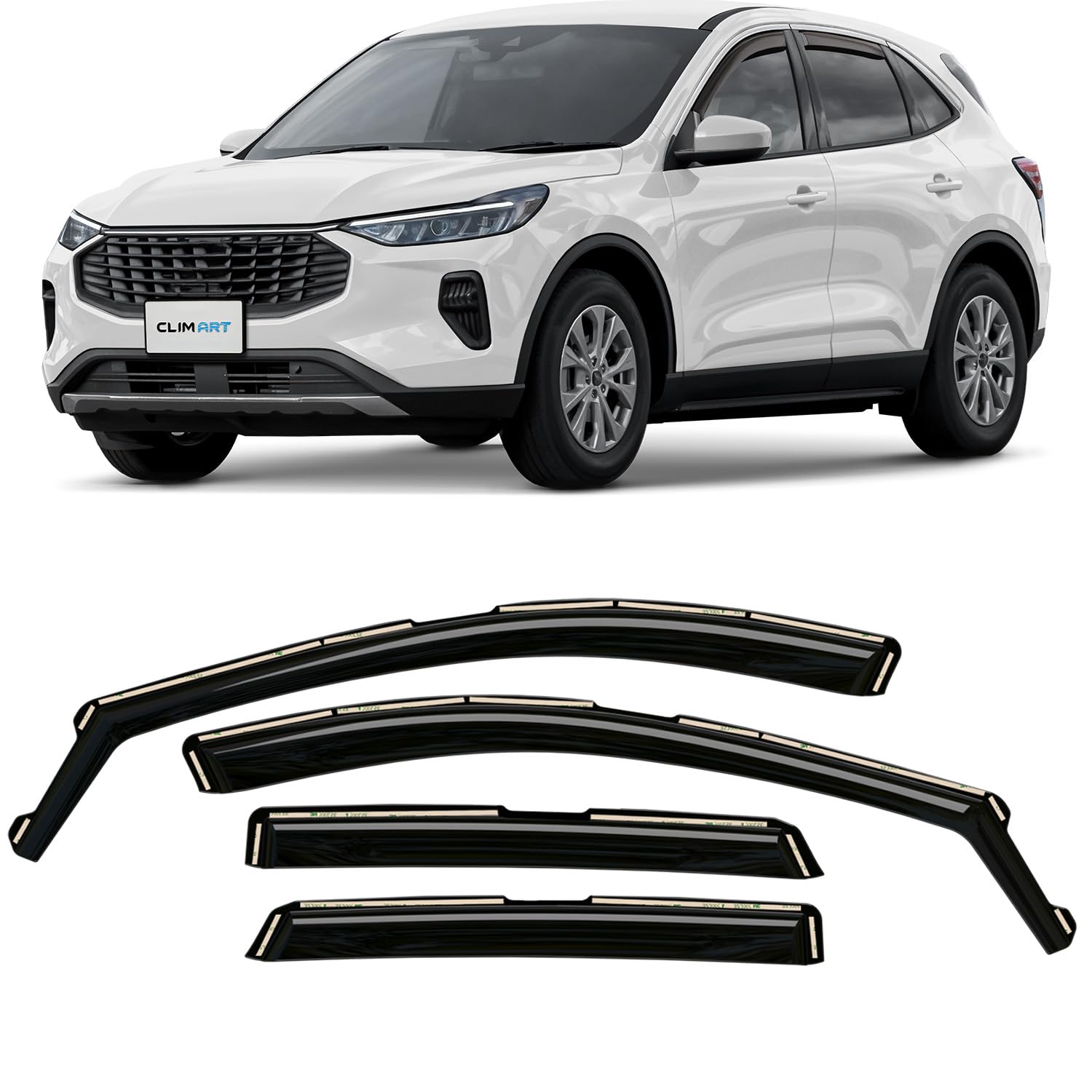 CLIM ART Windabweiser für/kompatible mit Ford Kuga 2019-2025 (III) - Integrierte Regenabweiser - Autofenster Sonnen-&Regenschutz - Windabweiser Autofenster - Einfache Montage - Garantie 4 Set S von CLIM ART