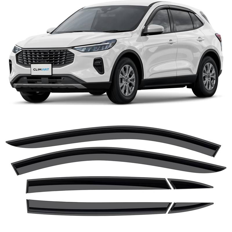 CLIM ART Windabweiser für/kompatible mit Ford Kuga 2019-2025 (III) - Stick-on Regenabweiser - Autofenster Sonnen-& Regenschutz - Windabweiser Autofenster - Einfache Montage - Garantie 6 Set von CLIM ART