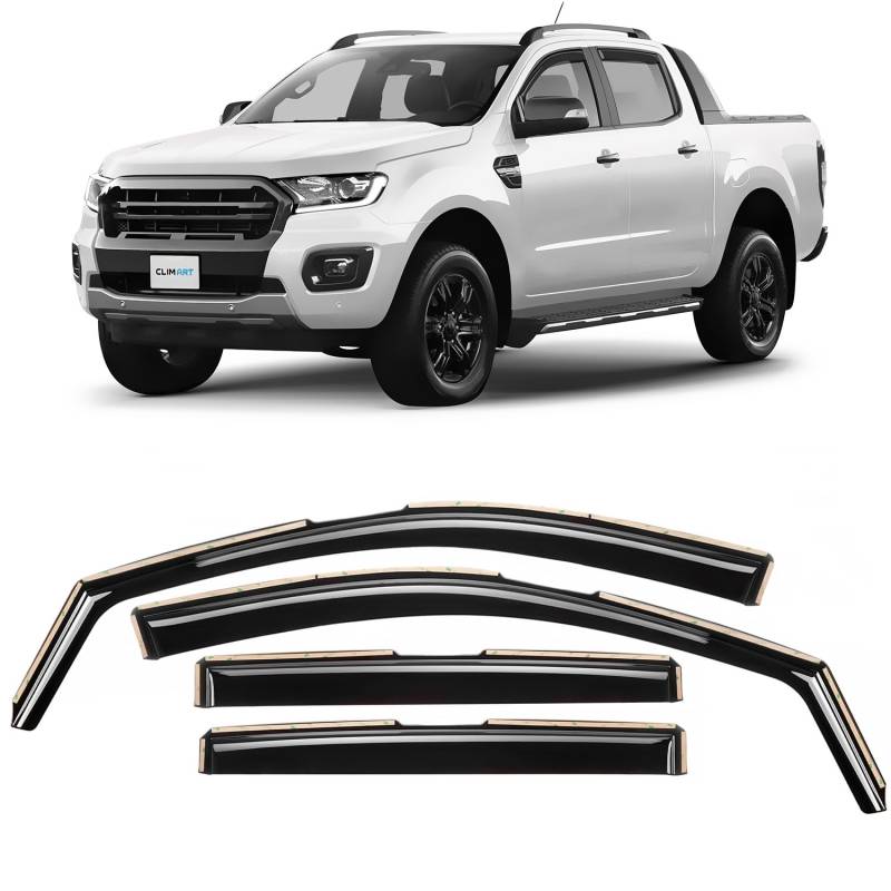 CLIM ART Windabweiser für/kompatible mit Ford Ranger 2011-2023 - Integrierte Regenabweiser - Autofenster Sonnen-&Regenschutz - Windabweiser Autofenster - Einfache Montage - Garantie 4 Set von CLIM ART