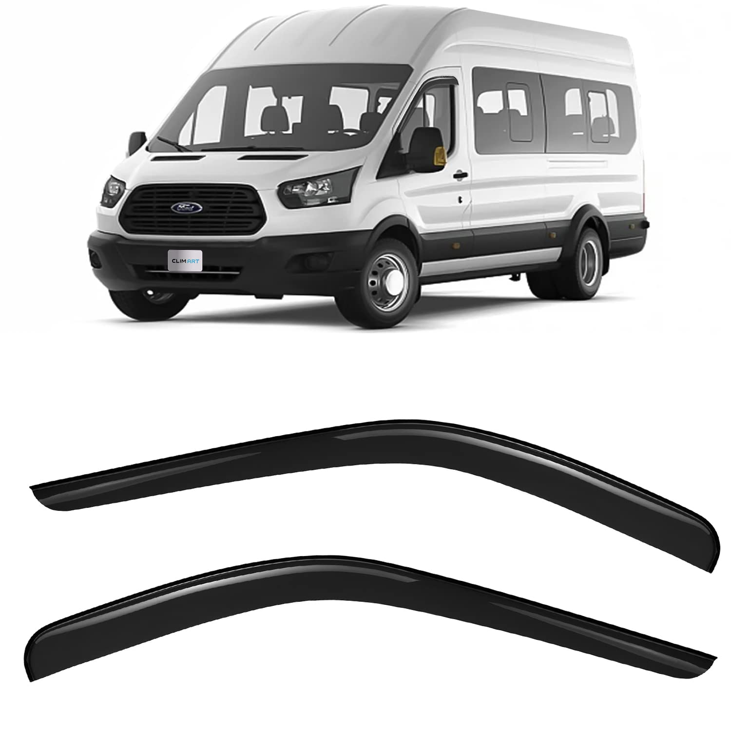 CLIM ART Windabweiser für/kompatible mit Ford Transit 2013-2024 Van, Autofenster Regenschutz, Regenabweiser, Anklebbare Deflektoren, 2 Stück von CLIM ART