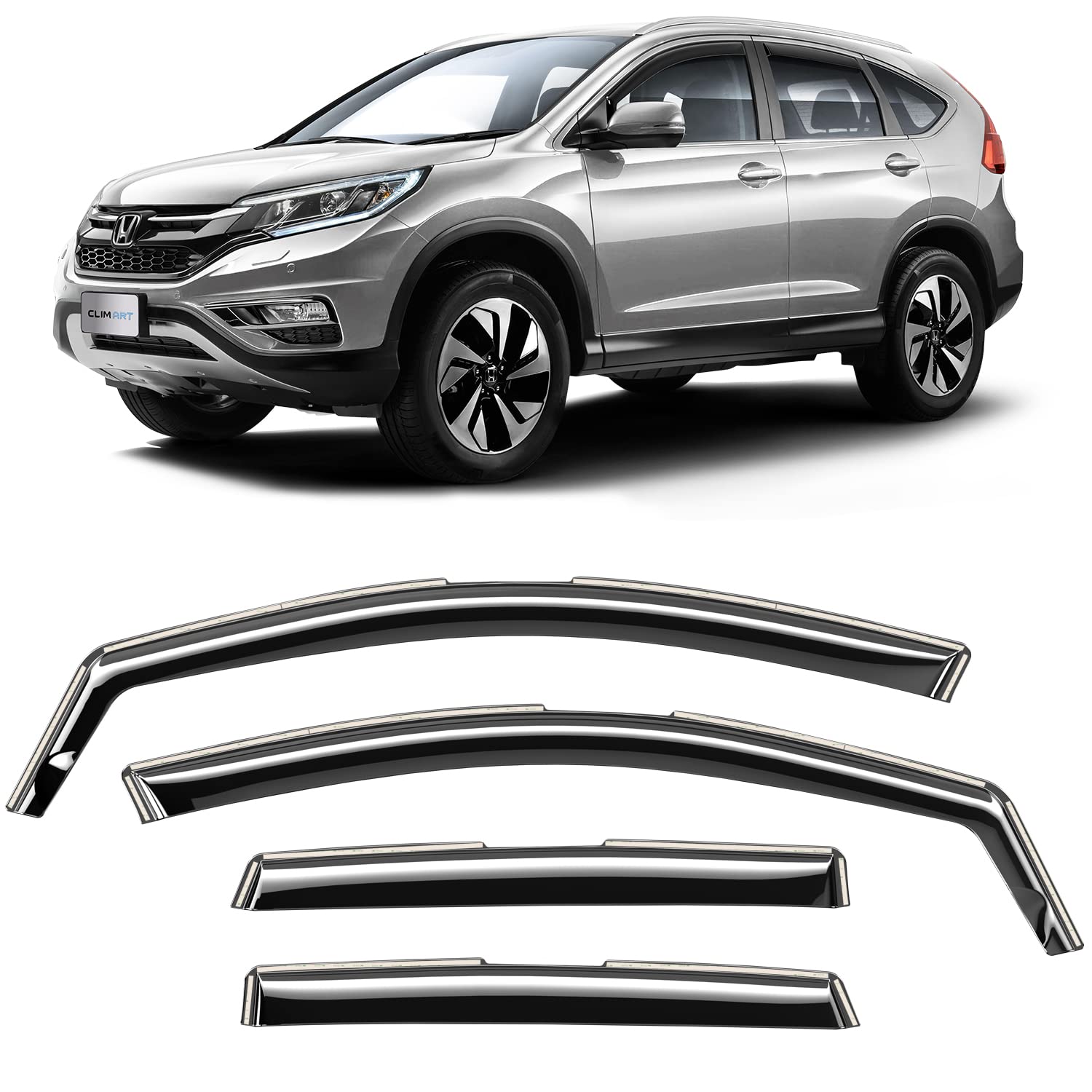CLIM ART Windabweiser für/kompatible mit Honda CR-V 2012-2016 SUV mk4 - Integrierte Regenabweiser - Autofenster Sonnen-&Regenschutz - Windabweiser Autofenster - Einfache Montage - Garantie 4 Set S CLIM ART Windabweiser für/kompatible mit Honda CR-V 2012-2016 SUV mk4 - Integrierte Regenabweiser - Autofenster Sonnen-&Regenschutz - Windabweiser Autofenster - Einfache Montage - Garantie 4 Set S von CLIM ART