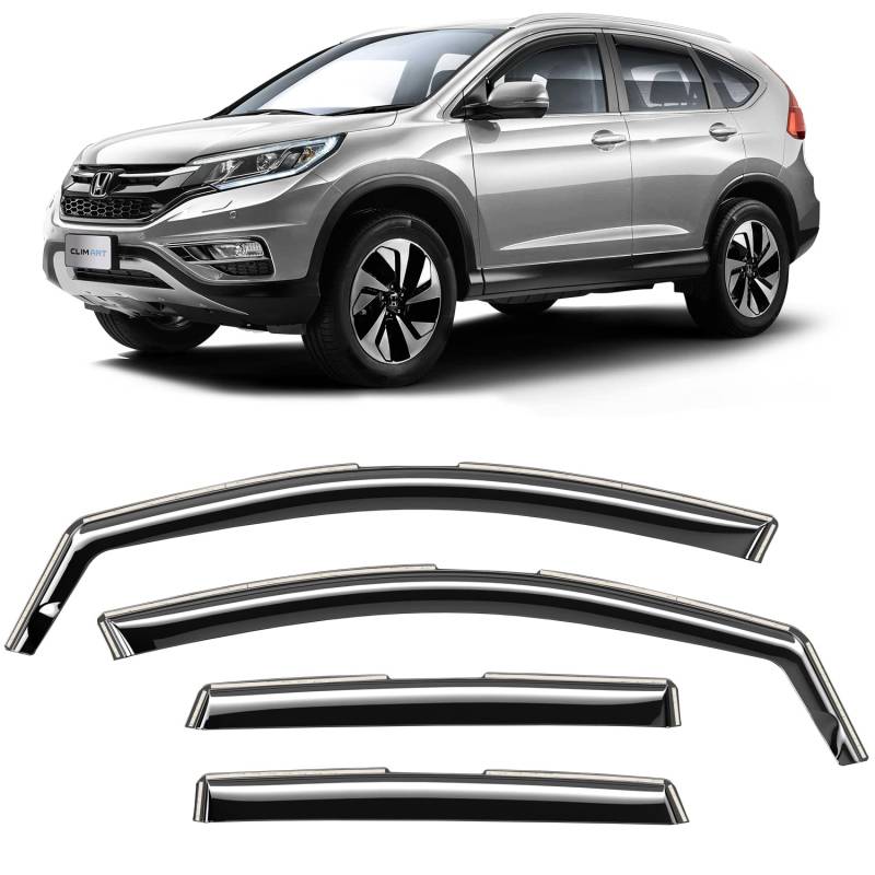 CLIM ART Windabweiser für/kompatible mit Honda CR-V 2012-2016 SUV mk4 - Integrierte Regenabweiser - Autofenster Sonnen-&Regenschutz - Windabweiser Autofenster - Einfache Montage - Garantie 4 Set S von CLIM ART