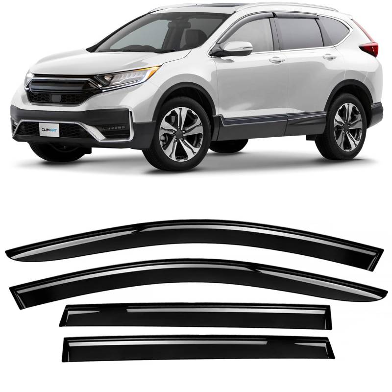 CLIM ART Windabweiser für/kompatible mit Honda CR-V 2016-2023 SUV mk5 - Stick-on Regenabweiser - Autofenster Sonnen-& Regenschutz - Windabweiser Autofenster - Einfache Montage - Garantie 4 Set von CLIM ART