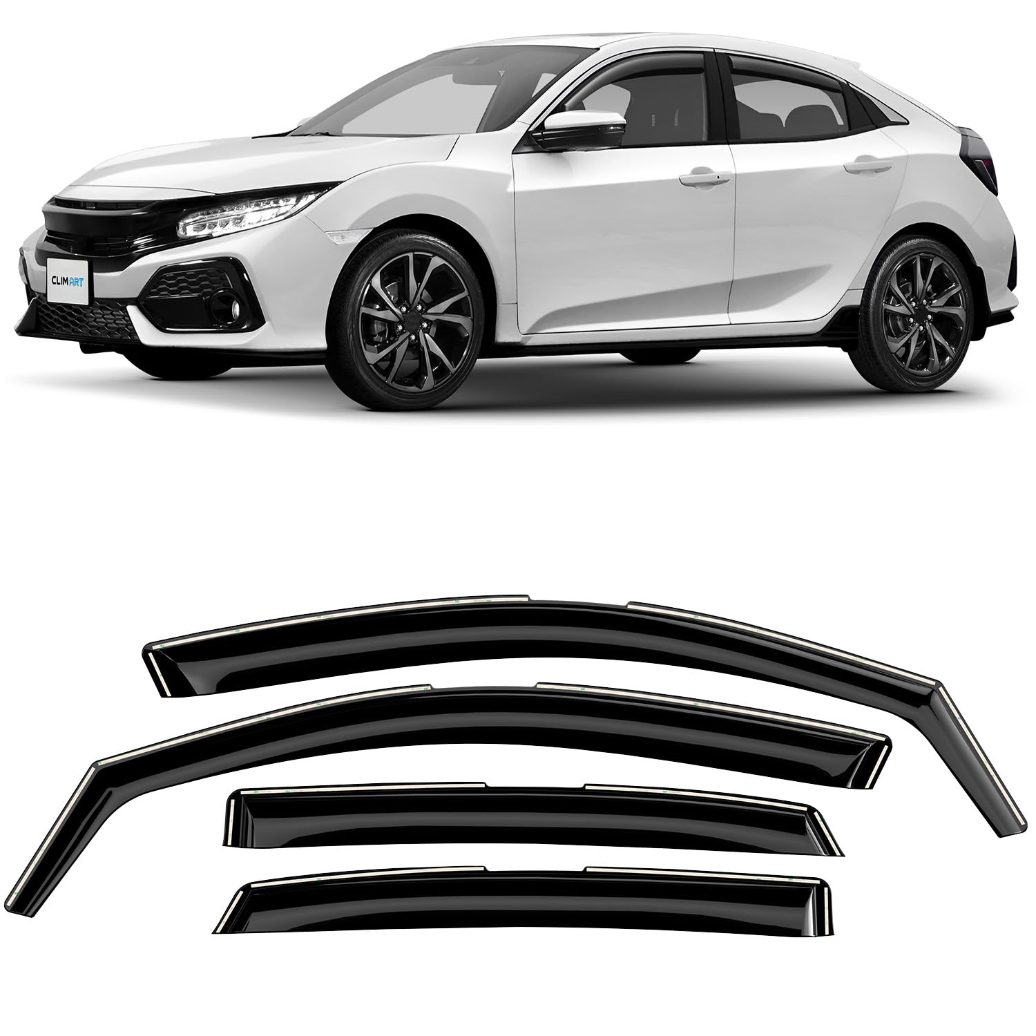 CLIM ART Windabweiser für/kompatible mit Honda Civic 2016-2021 Schrägheck X - Integrierte Regenabweiser - Autofenster Sonnen-&Regenschutz - Windabweiser Autofenster - Einfache Montage - Garantie 4 Set CLIM ART Windabweiser für/kompatible mit Honda Civic 2016-2021 Schrägheck X - Integrierte Regenabweiser - Autofenster Sonnen-&Regenschutz - Windabweiser Autofenster - Einfache Montage - Garantie 4 Set von CLIM ART
