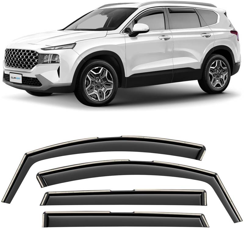 CLIM ART Windabweiser für/kompatible mit Hyundai Santa Fe 2018-2024 IV - Integrierte Regenabweiser - Autofenster Sonnen-&Regenschutz - Windabweiser Autofenster - Einfache Montage - Garantie 4 Set von CLIM ART