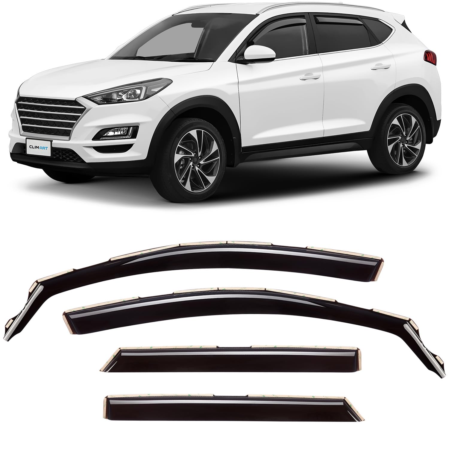 CLIM ART Windabweiser für/kompatible mit Hyundai Tucson Zubehör 2015-2020 TL - Integrierte Regenabweiser - Autofenster Regenschutz - Windabweiser Autofenster - Einfache Montage - Garantie 4 Set von CLIM ART