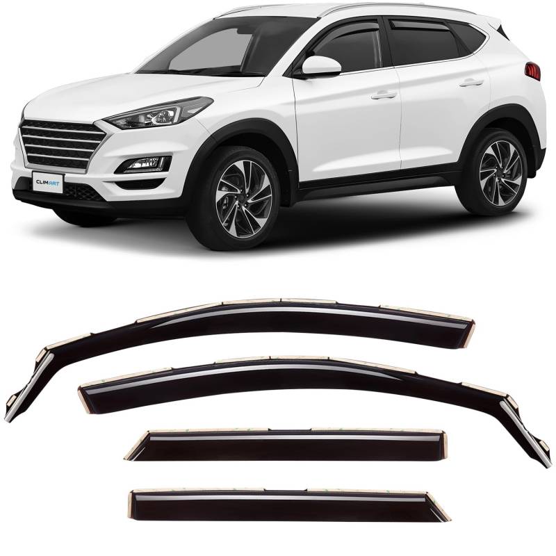 CLIM ART Windabweiser für/kompatible mit Hyundai Tucson Zubehör 2015-2020 TL - Integrierte Regenabweiser - Autofenster Regenschutz - Windabweiser Autofenster - Einfache Montage - Garantie 4 Set von CLIM ART