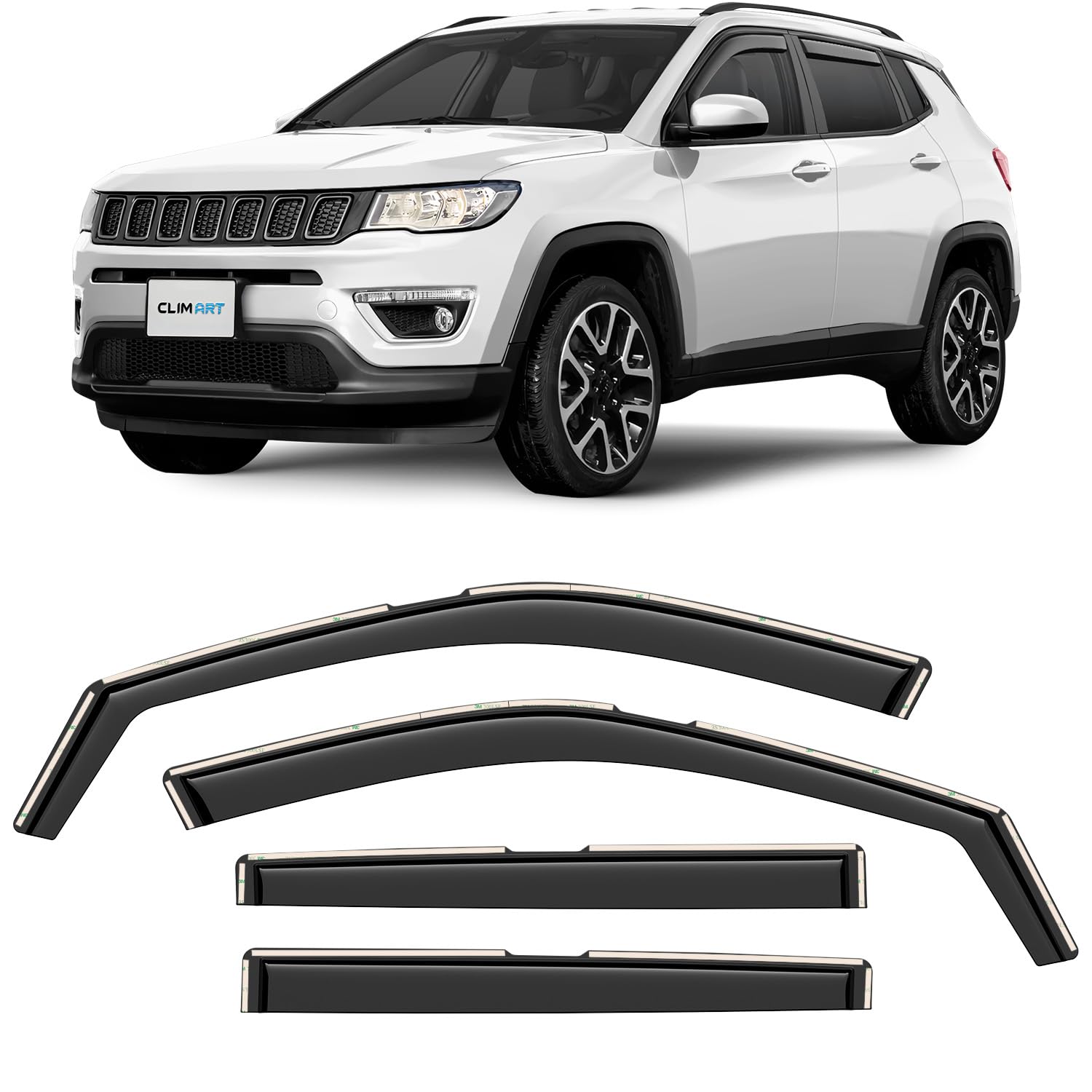 CLIM ART Windabweiser für/kompatible mit Jeep Compass 2016-2025 - Integrierte Regenabweiser - Autofenster Sonnen-&Regenschutz - Windabweiser Autofenster - Einfache Montage - Garantie 4 Set D CLIM ART Windabweiser für/kompatible mit Jeep Compass 2016-2025 - Integrierte Regenabweiser - Autofenster Sonnen-&Regenschutz - Windabweiser Autofenster - Einfache Montage - Garantie 4 Set D von CLIM ART