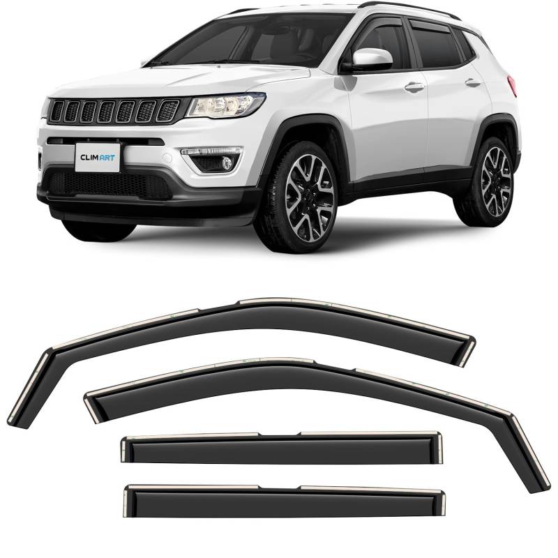 CLIM ART Windabweiser für/kompatible mit Jeep Compass 2016-2025 - Integrierte Regenabweiser - Autofenster Sonnen-&Regenschutz - Windabweiser Autofenster - Einfache Montage - Garantie 4 Set D von CLIM ART
