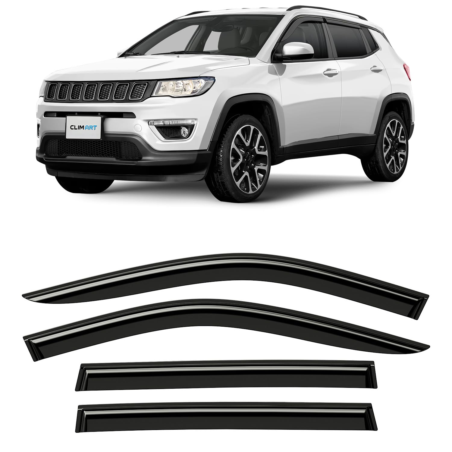 CLIM ART Windabweiser für/kompatible mit Jeep Compass 2016-2025 - Stick-on Regenabweiser - Autofenster Sonnen-& Regenschutz - Windabweiser Autofenster - Einfache Montage - Garantie 4 Set S CLIM ART Windabweiser für/kompatible mit Jeep Compass 2016-2025 - Stick-on Regenabweiser - Autofenster Sonnen-& Regenschutz - Windabweiser Autofenster - Einfache Montage - Garantie 4 Set S von CLIM ART