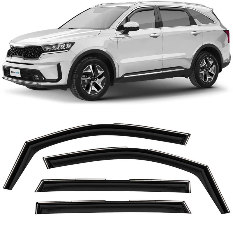 CLIM ART Windabweiser für/kompatible mit Kia Sorento 2020-2025 SUV MQ4 - Integrierte Regenabweiser - Autofenster Sonnen-&Regenschutz - Windabweiser Autofenster - Einfache Montage - Garantie 4 Set S von CLIM ART