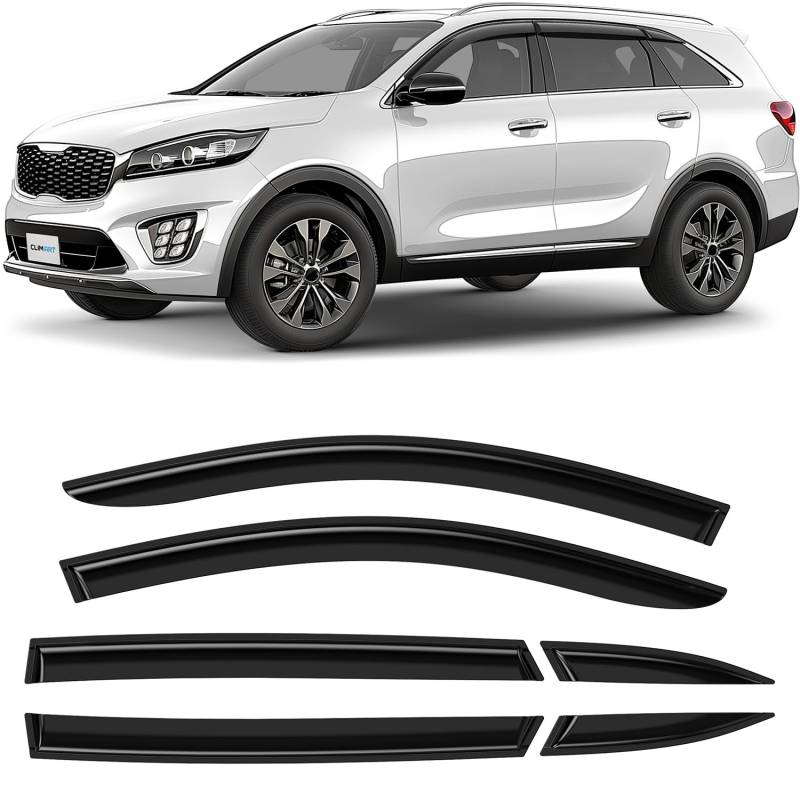 CLIM ART Windabweiser für/kompatible mit Kia Sorento 2015-2019 SUV mk3- Stick-on Regenabweiser - Autofenster Sonnen-& Regenschutz - Windabweiser Autofenster - Einfache Montage - Garantie 6 Set S von CLIM ART