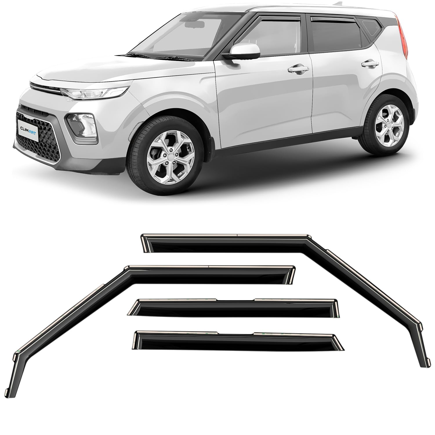 CLIM ART Windabweiser für/kompatible mit Kia Soul/e-Soul 2019-2025 (III) - Integrierte Regenabweiser - Autofenster Sonnen-&Regenschutz - Windabweiser Autofenster - Einfache Montage - Garantie 4 Set S CLIM ART Windabweiser für/kompatible mit Kia Soul/e-Soul 2019-2025 (III) - Integrierte Regenabweiser - Autofenster Sonnen-&Regenschutz - Windabweiser Autofenster - Einfache Montage - Garantie 4 Set S von CLIM ART