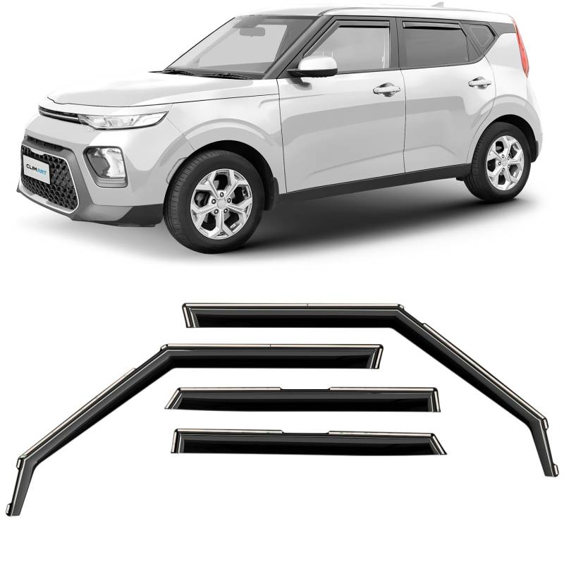 CLIM ART Windabweiser für/kompatible mit Kia Soul/e-Soul 2019-2025 (III) - Integrierte Regenabweiser - Autofenster Sonnen-&Regenschutz - Windabweiser Autofenster - Einfache Montage - Garantie 4 Set S von CLIM ART