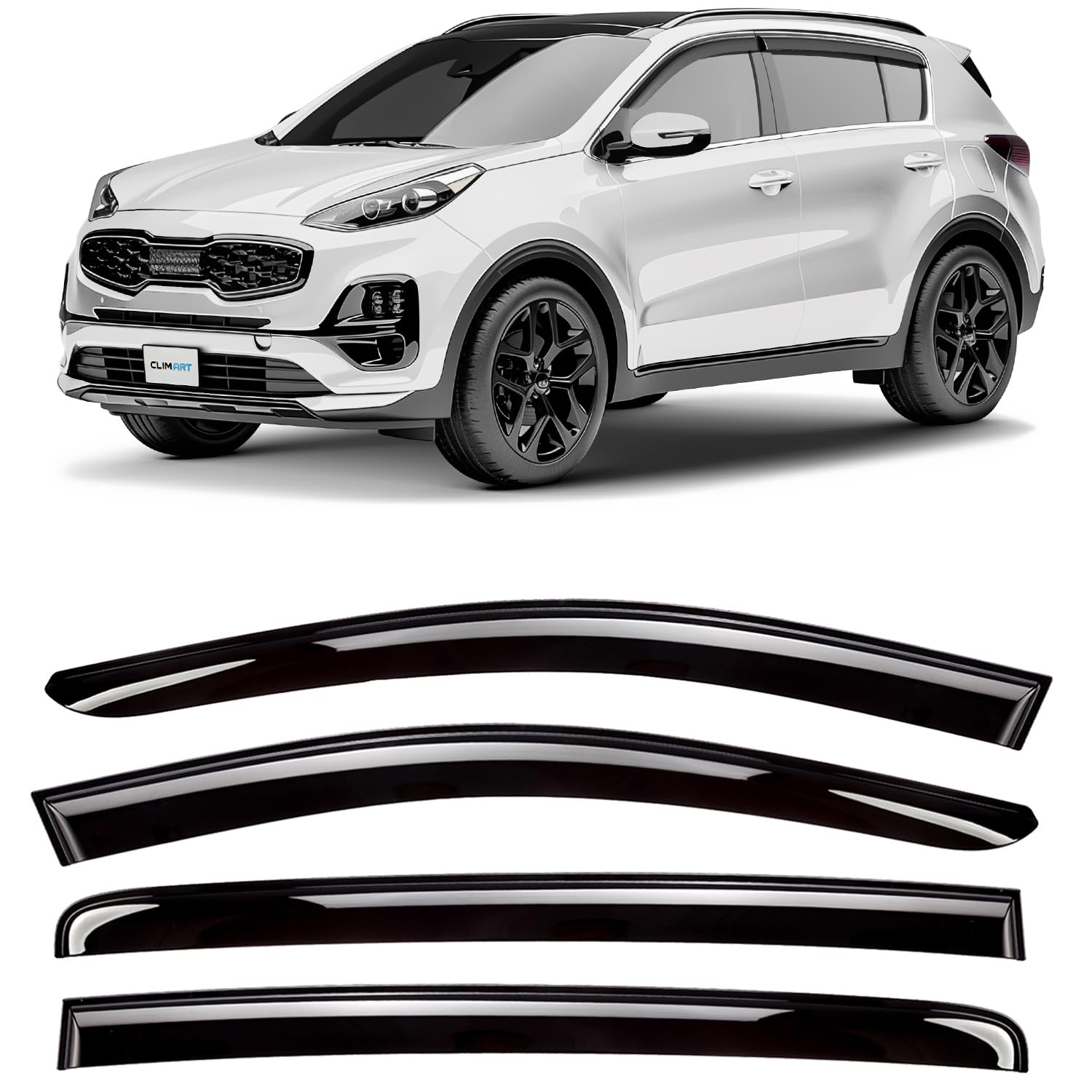 CLIM ART Windabweiser für/kompatible mit Kia Sportage SUV Zubehör 2016-2021 QL MK4 - Stick-on Regenabweiser - Autofenster Regenschutz - Windabweiser Autofenster - Einfache Montage - Garantie 4 Set CLIM ART Windabweiser für/kompatible mit Kia Sportage SUV Zubehör 2016-2021 QL MK4 - Stick-on Regenabweiser - Autofenster Regenschutz - Windabweiser Autofenster - Einfache Montage - Garantie 4 Set von CLIM ART