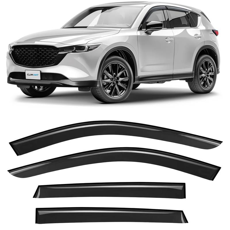 CLIM ART Windabweiser für/kompatible mit Mazda CX-5 2017-2025 (II) KF- Stick-on Regenabweiser - Autofenster Sonnen-& Regenschutz - Windabweiser Autofenster - Einfache Montage - Garantie 4 Set S von CLIM ART
