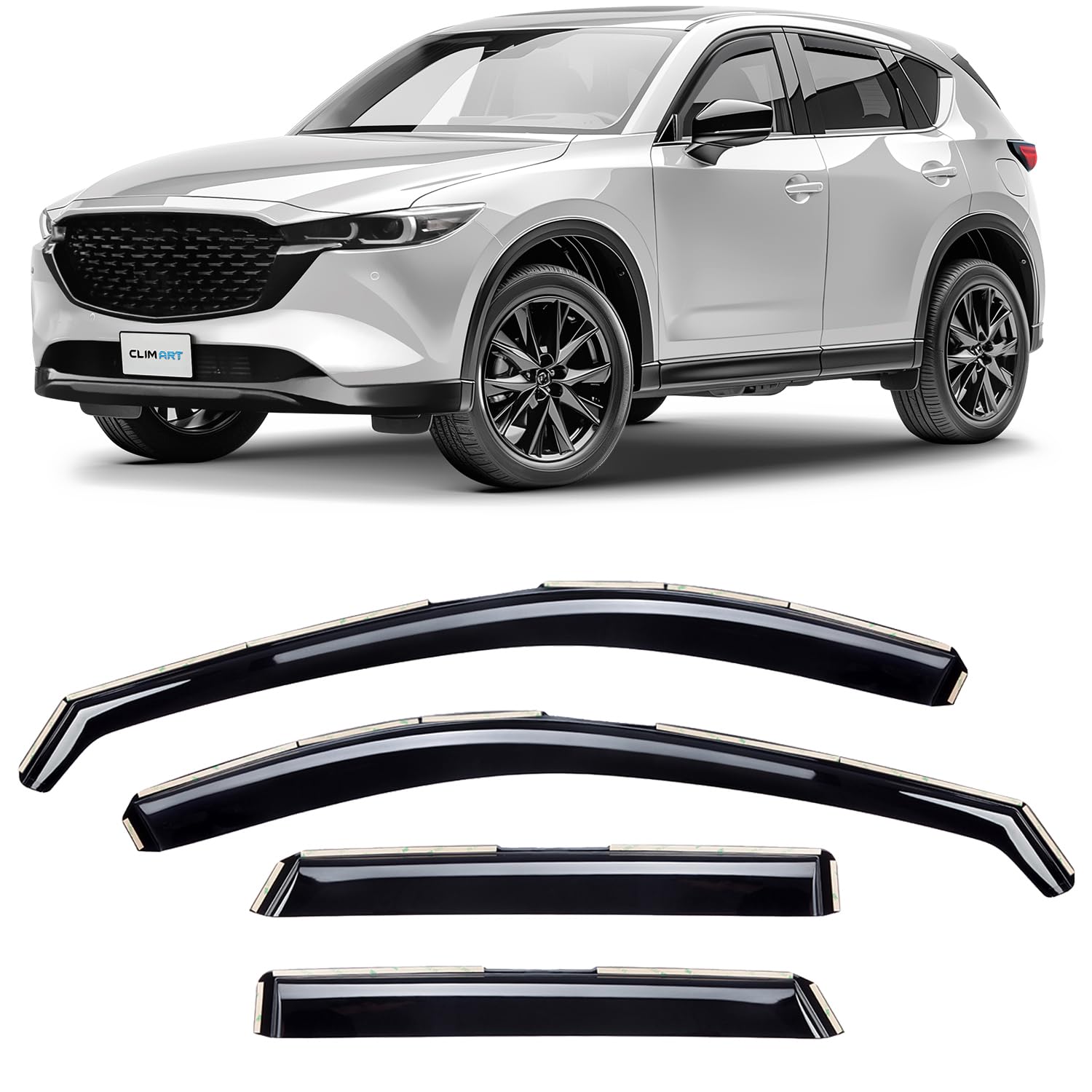 CLIM ART Windabweiser für/kompatible mit Mazda CX-5 2017-2025 (II) KF - Integrierte Regenabweiser - Autofenster Sonnen-&Regenschutz - Windabweiser Autofenster - Einfache Montage - Garantie 4 Set D von CLIM ART