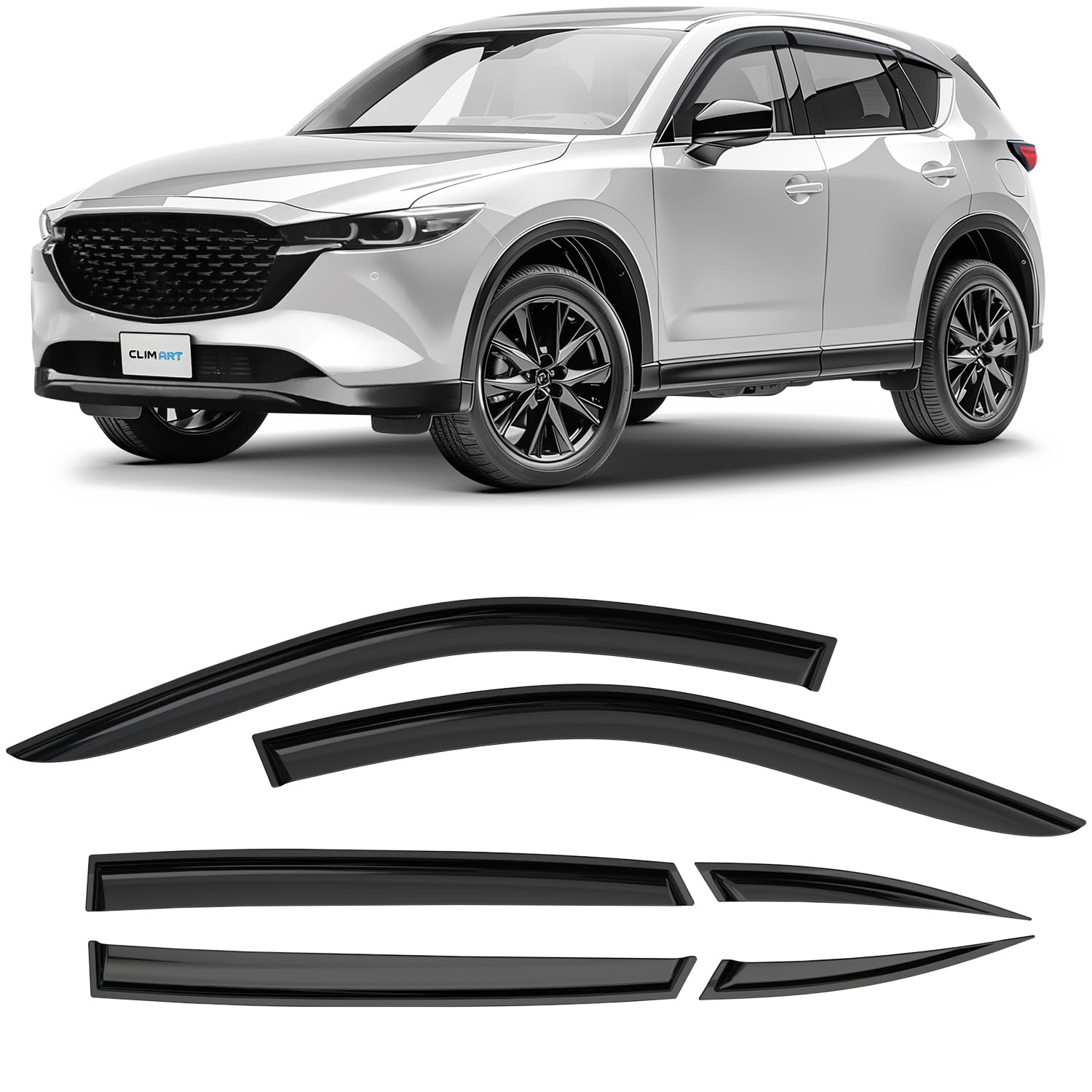 CLIM ART Windabweiser für/kompatible mit Mazda CX-5 2017-2025 (II) KF - Stick-on Regenabweiser - Autofenster Sonnen-& Regenschutz - Windabweiser Autofenster - Einfache Montage - Garantie 6 Set CLIM ART Windabweiser für/kompatible mit Mazda CX-5 2017-2025 (II) KF - Stick-on Regenabweiser - Autofenster Sonnen-& Regenschutz - Windabweiser Autofenster - Einfache Montage - Garantie 6 Set von CLIM ART
