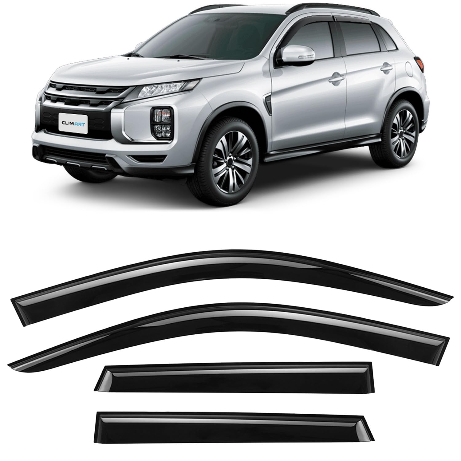 CLIM ART Windabweiser für/kompatible mit Mitsubishi ASX 2010-2023 - Stick-on Regenabweiser - Autofenster Sonnen-& Regenschutz - Windabweiser Autofenster - Einfache Montage - Garantie 4 Set von CLIM ART