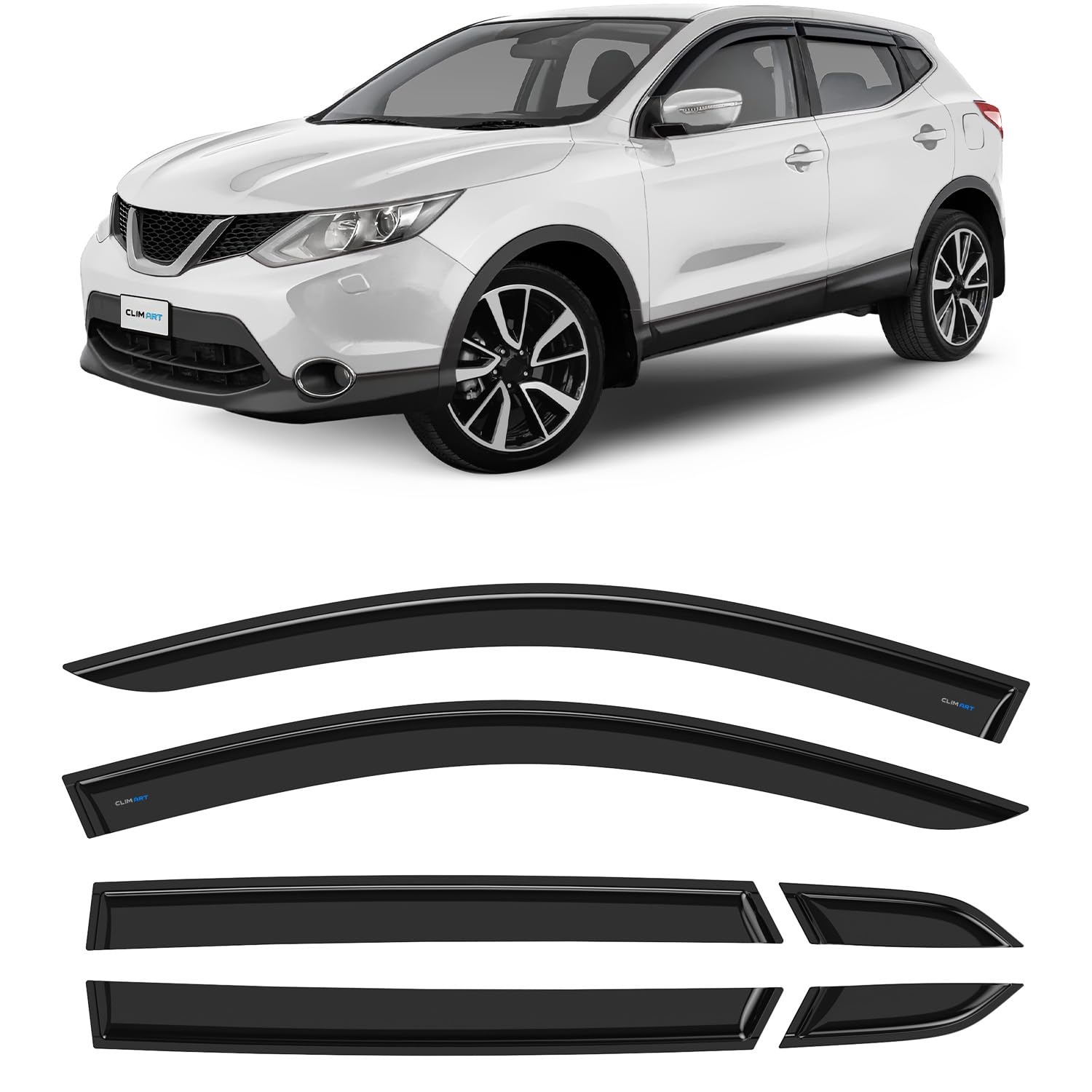 CLIM ART Windabweiser für/kompatible mit Nissan Qashqai 2013-2021 J11 - Stick-on Regenabweiser - Autofenster Sonnen-& Regenschutz - Windabweiser Autofenster - Einfache Montage - Garantie 6 Set CLIM ART Windabweiser für/kompatible mit Nissan Qashqai 2013-2021 J11 - Stick-on Regenabweiser - Autofenster Sonnen-& Regenschutz - Windabweiser Autofenster - Einfache Montage - Garantie 6 Set von CLIM ART