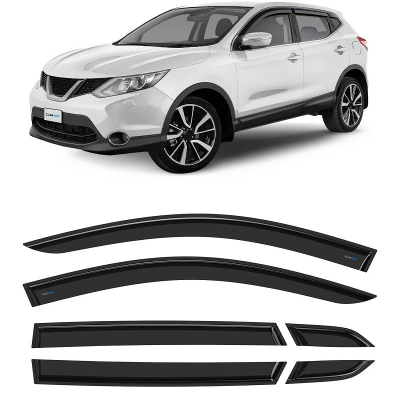 CLIM ART Windabweiser für/kompatible mit Nissan Qashqai 2013-2021 J11 - Stick-on Regenabweiser - Autofenster Sonnen-& Regenschutz - Windabweiser Autofenster - Einfache Montage - Garantie 6 Set von CLIM ART