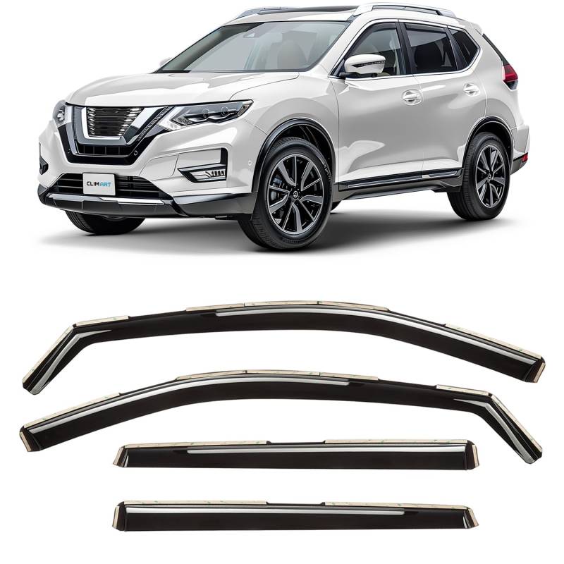 CLIM ART Windabweiser für/kompatible mit Nissan X-Trail 2014-2021 (III)- Integrierte Regenabweiser - Autofenster Sonnen-&Regenschutz - Windabweiser Autofenster - Einfache Montage - Garantie 4 Set von CLIM ART