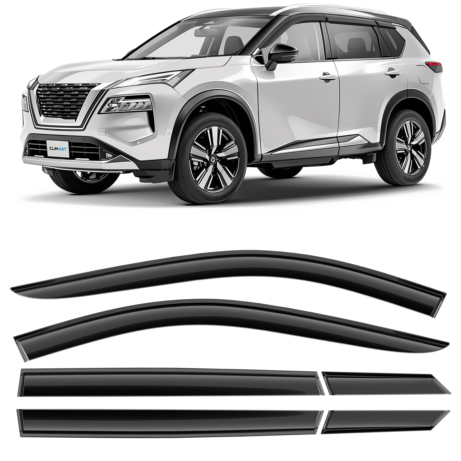 CLIM ART Windabweiser für/kompatible mit Nissan X-Trail 2022-2025 (IV) - Stick-on Regenabweiser - Autofenster Sonnen-& Regenschutz - Windabweiser Autofenster - Einfache Montage - Garantie 6 Set CLIM ART Windabweiser für/kompatible mit Nissan X-Trail 2022-2025 (IV) - Stick-on Regenabweiser - Autofenster Sonnen-& Regenschutz - Windabweiser Autofenster - Einfache Montage - Garantie 6 Set von CLIM ART