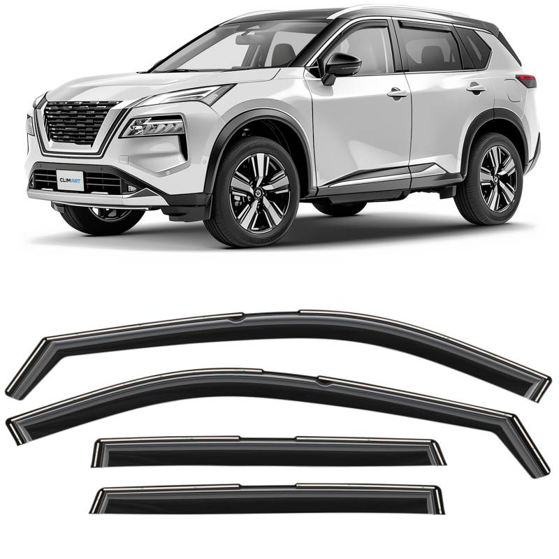 CLIM ART Windabweiser für/kompatible mit Nissan X-Trail 2022-2025 (IV) - Integrierte Regenabweiser - Autofenster Sonnen-&Regenschutz - Windabweiser Autofenster - Einfache Montage - Garantie 4 Set S von CLIM ART
