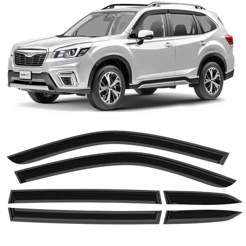 CLIM ART Windabweiser für/kompatible mit Subaru Forester 2018-2024 SUV V SK - Stick-on Regenabweiser - Autofenster Sonnen-& Regenschutz - Windabweiser Autofenster - Einfache Montage - Garantie 6 Set von CLIM ART