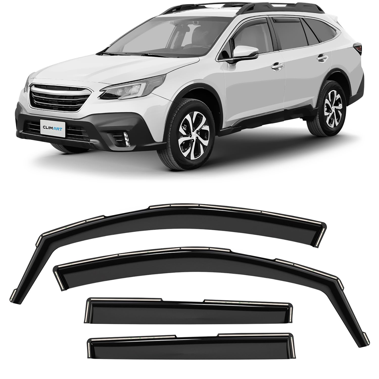 CLIM ART Windabweiser für/kompatible mit Subaru Outback 2020-2024 SUV, Autofenster Regenschutz, Regenabweiser, Integrierte Deflektoren, 4 Stück von CLIM ART