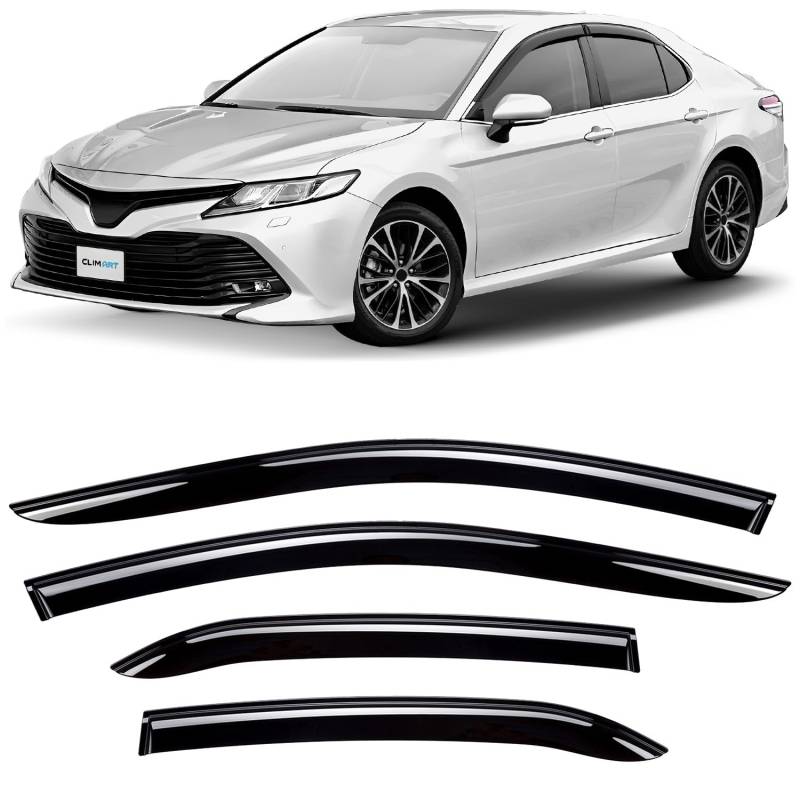 CLIM ART Windabweiser für/kompatible mit Toyota Camry 2017-2025 Sedan - Stick-on Regenabweiser - Autofenster Sonnen-& Regenschutz - Windabweiser Autofenster - Einfache Montage - Garantie 4 Set von CLIM ART