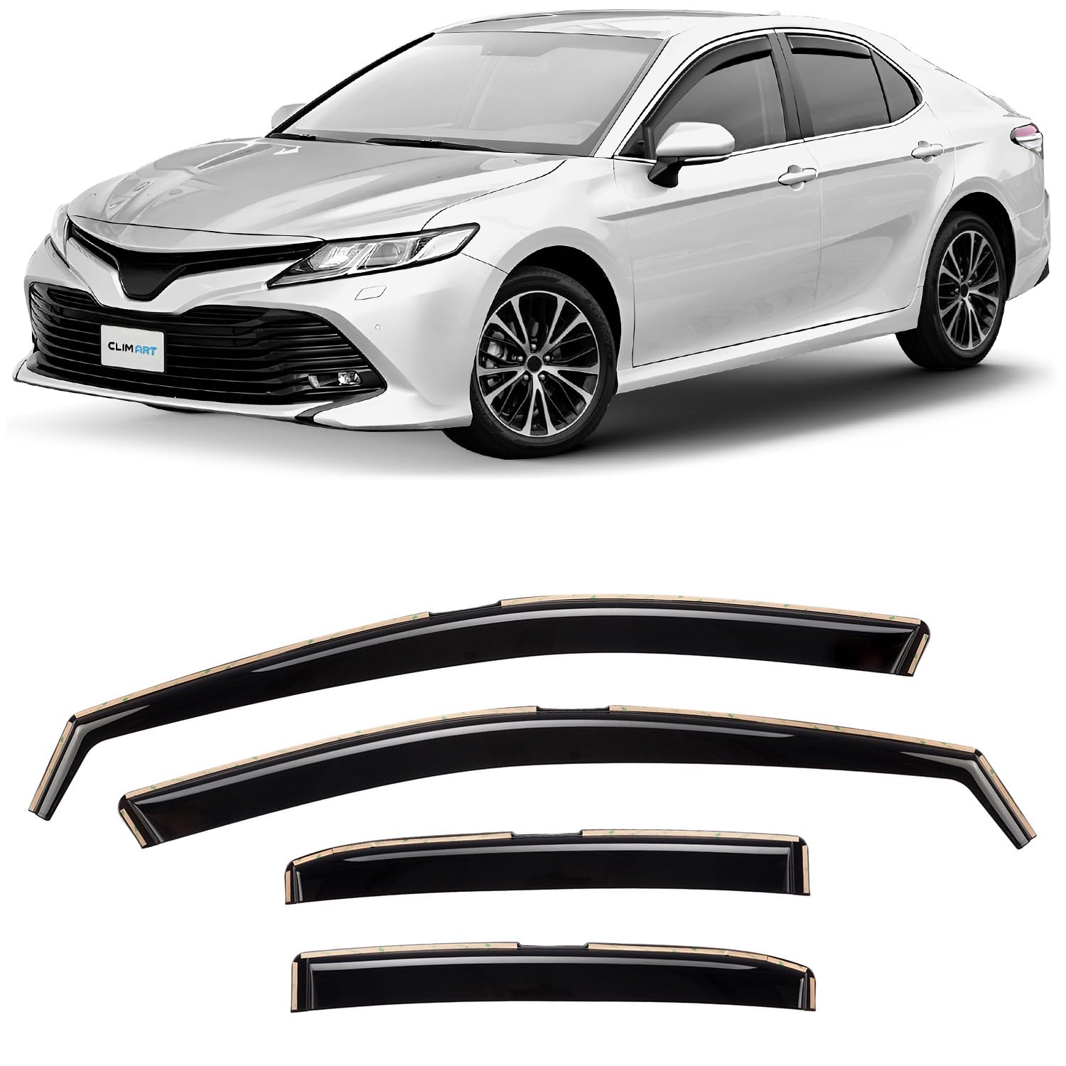 CLIM ART Windabweiser für/kompatible mit Toyota Camry 2017-2025 Sedan - Integrierte Regenabweiser - Autofenster Sonnen-&Regenschutz - Windabweiser Autofenster - Einfache Montage - Garantie 4 Set von CLIM ART