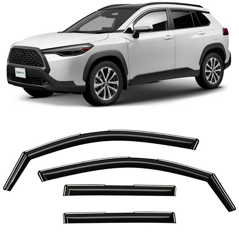 CLIM ART Windabweiser für/kompatible mit Toyota Corolla Cross 2022-2025 - Integrierte Regenabweiser - Autofenster Sonnen-&Regenschutz - Windabweiser Autofenster - Einfache Montage - Garantie 4 Set von CLIM ART