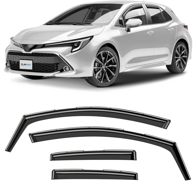 CLIM ART Windabweiser für/kompatible mit Toyota Corolla Schrägheck 2018-2025 -Integrierte Regenabweiser - Autofenster Sonnen-&Regenschutz - Windabweiser Autofenster - Einfache Montage - Garantie 4 Set von CLIM ART