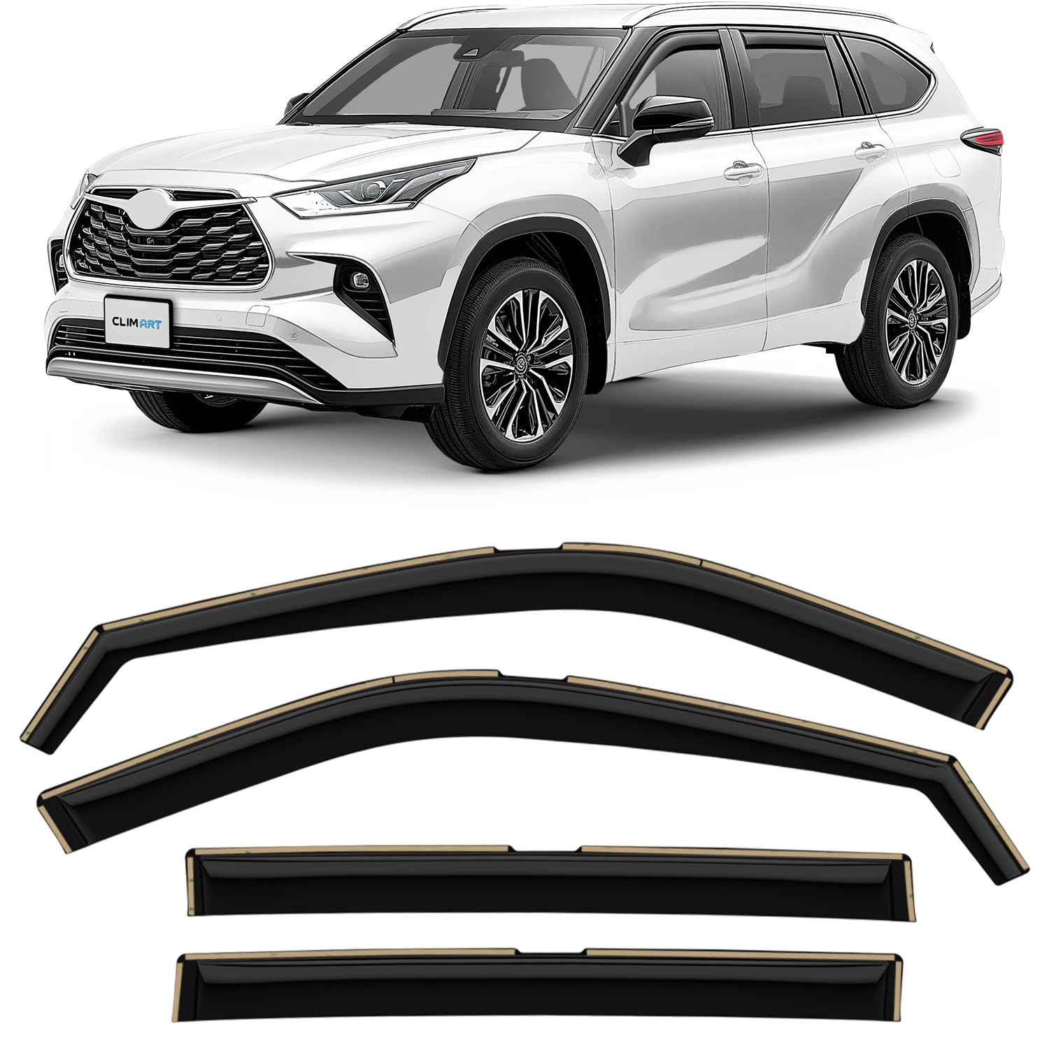 CLIM ART Windabweiser für/kompatible mit Toyota Highlander 2019-2025 - Integrierte Regenabweiser - Autofenster Sonnen-&Regenschutz - Windabweiser Autofenster - Einfache Montage - Garantie 4 Set CLIM ART Windabweiser für/kompatible mit Toyota Highlander 2019-2025 - Integrierte Regenabweiser - Autofenster Sonnen-&Regenschutz - Windabweiser Autofenster - Einfache Montage - Garantie 4 Set von CLIM ART
