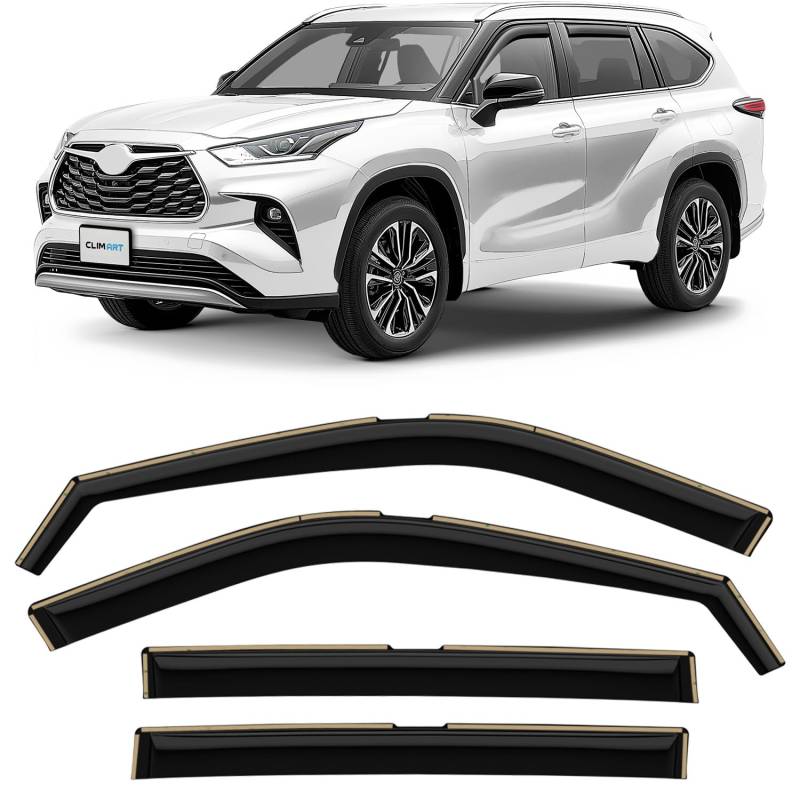 CLIM ART Windabweiser für/kompatible mit Toyota Highlander 2019-2025 - Integrierte Regenabweiser - Autofenster Sonnen-&Regenschutz - Windabweiser Autofenster - Einfache Montage - Garantie 4 Set von CLIM ART