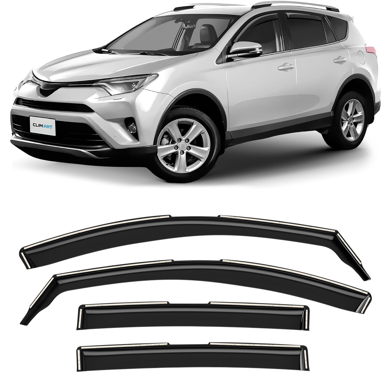 CLIM ART Windabweiser für/kompatible mit Toyota RAV4 2013-2018 (IV) - Integrierte Regenabweiser - Autofenster Sonnen-&Regenschutz - Windabweiser Autofenster - Einfache Montage - Garantie 4 Set von CLIM ART