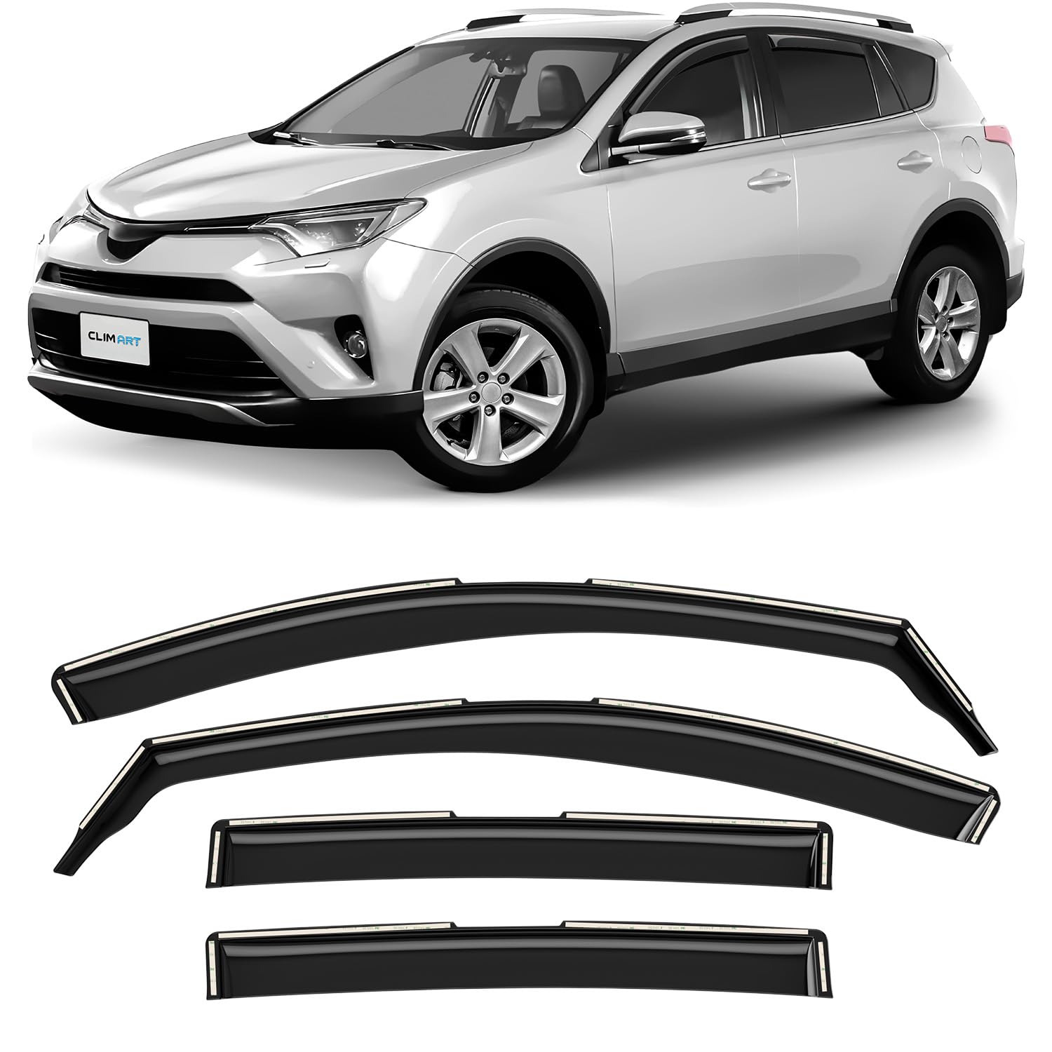 CLIM ART Windabweiser für/kompatible mit Toyota RAV4 2013-2018 SUV. Autofenster Regenschutz, Regenabweiser, Integrierte Deflektoren, 4 Stück von CLIM ART