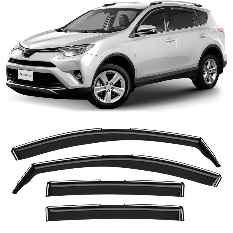 CLIM ART Windabweiser für/kompatible mit Toyota RAV4 2013-2018 (IV) - Integrierte Regenabweiser - Autofenster Sonnen-&Regenschutz - Windabweiser Autofenster - Einfache Montage - Garantie 4 Set von CLIM ART