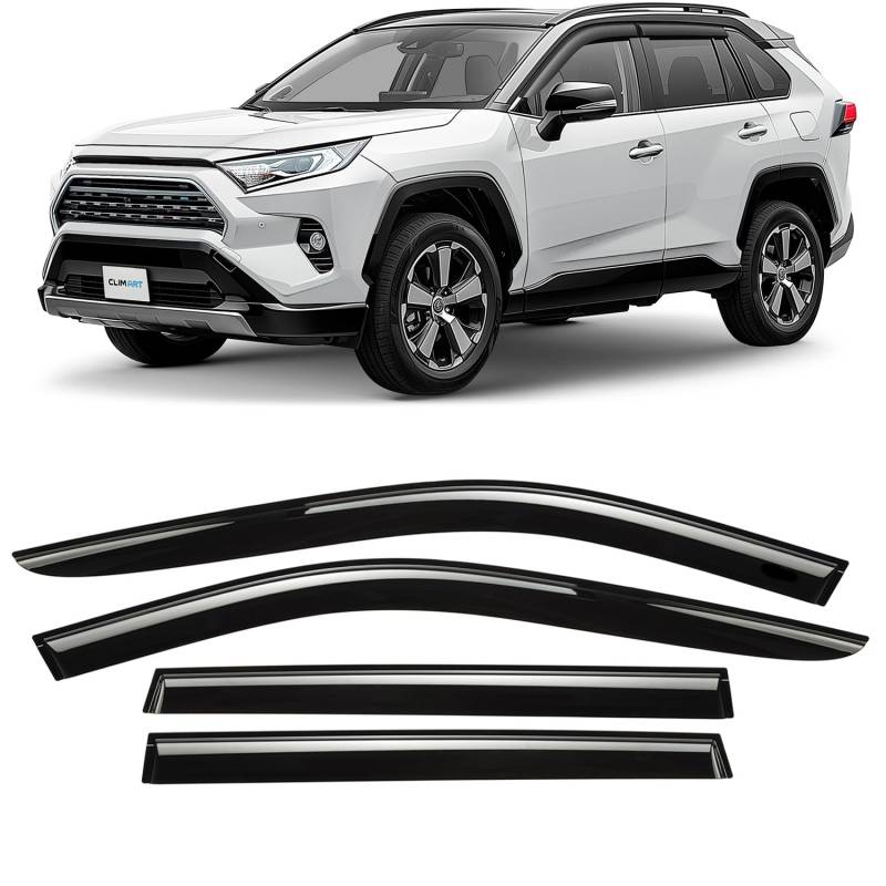 CLIM ART Windabweiser für/kompatible mit Toyota RAV4 2019-2025 (V) - Stick-on Regenabweiser - Autofenster Sonnen-& Regenschutz - Windabweiser Autofenster - Einfache Montage - Garantie 4 Set D von CLIM ART