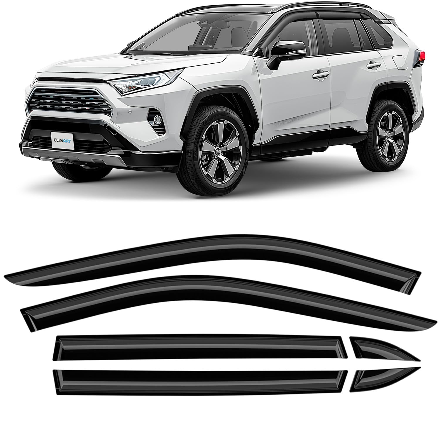 CLIM ART Windabweiser für/kompatible mit Toyota RAV4 2019-2025 (V) - Stick-on Regenabweiser - Autofenster Sonnen-& Regenschutz - Windabweiser Autofenster - Einfache Montage - Garantie 6 Set CLIM ART Windabweiser für/kompatible mit Toyota RAV4 2019-2025 (V) - Stick-on Regenabweiser - Autofenster Sonnen-& Regenschutz - Windabweiser Autofenster - Einfache Montage - Garantie 6 Set von CLIM ART