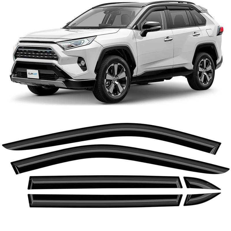 CLIM ART Windabweiser für/kompatible mit Toyota RAV4 2019-2025 (V) - Stick-on Regenabweiser - Autofenster Sonnen-& Regenschutz - Windabweiser Autofenster - Einfache Montage - Garantie 6 Set von CLIM ART