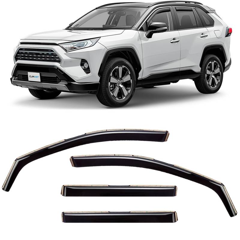 CLIM ART Windabweiser für/kompatible mit Toyota RAV4 2019-2025 (V) - Integrierte Regenabweiser - Autofenster Sonnen-&Regenschutz - Windabweiser Autofenster - Einfache Montage - Garantie 4 Set S von CLIM ART