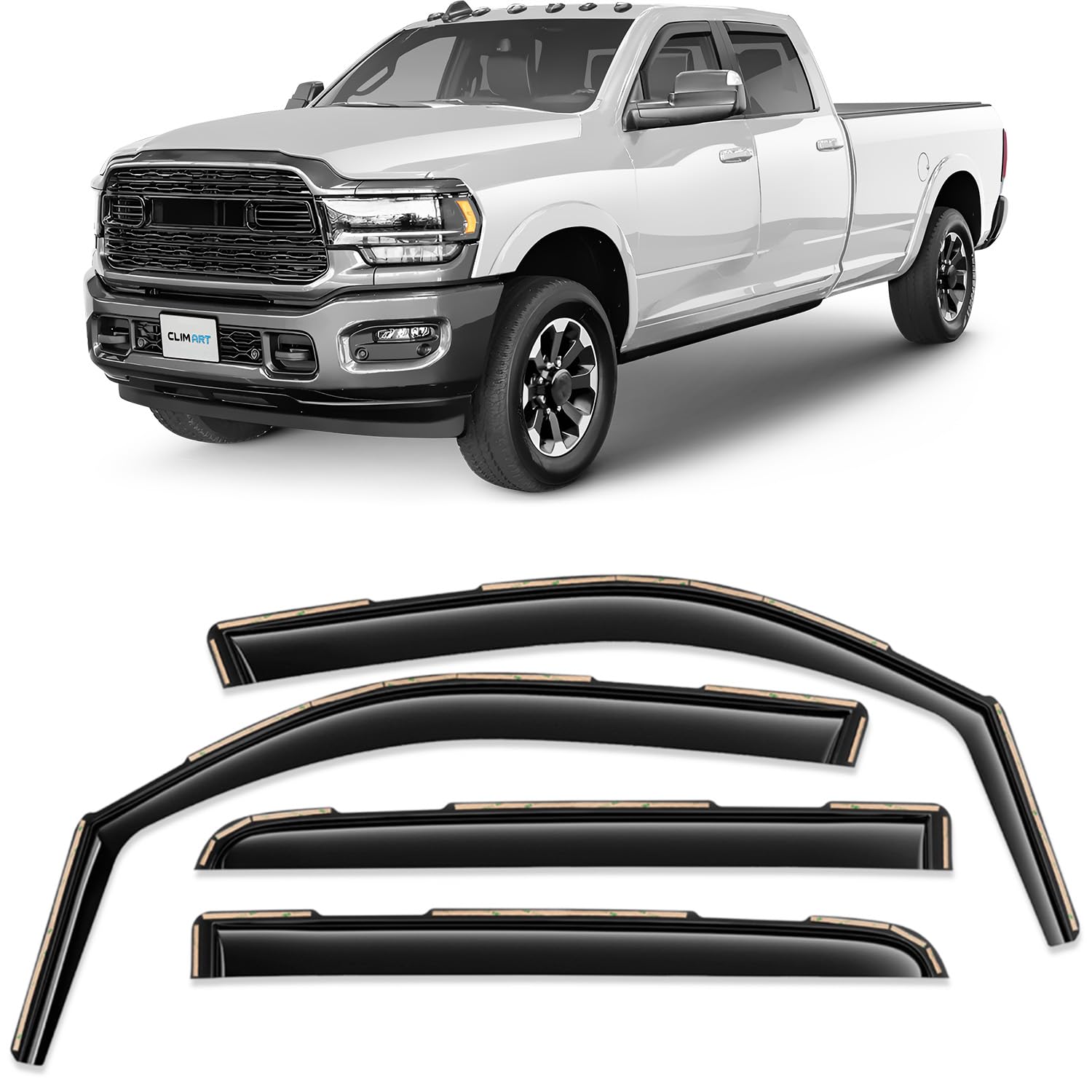 CLIM ART in-Channel Incredibly Durable Rain Guards for Dodge RAM 2500 3500 2019-2023 Crew Cab,Original Window Deflectors,Vent Deflector,Vent Window Visors,Dark Smoke Truck Accessories,4pcs- 609006LPv CLIM ART in-Channel Incredibly Durable Rain Guards for Dodge RAM 2500 3500 2019-2023 Crew Cab,Original Window Deflectors,Vent Deflector,Vent Window Visors,Dark Smoke Truck Accessories,4pcs- 609006LPv von CLIM ART