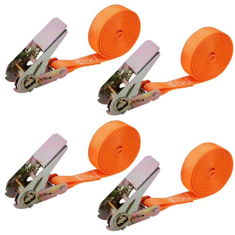 CLIUNT Spanngurte mit Ratsche 2 m, 4 Stück 2.5 cm Ratschengurte, Zurrgurte mit Klemmschloss, für Auto, Sackkarre, Motorrad, Gepäck, Camping, Feste Ladung von CLIUNT