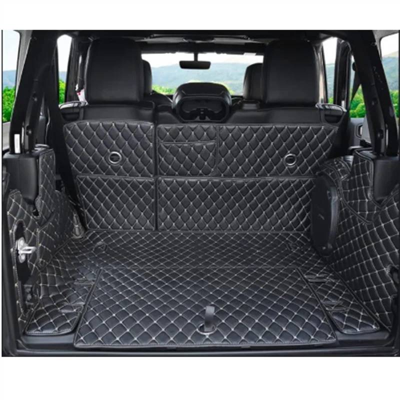 CLWYWUL Kofferraumwanne Teppich Kompatibel Mit Jeep Für Wrangler JL 4-Türer 2018 2019 2020 2021 2022 Kofferraummatten Liner Kofferraumteppiche Matte Bodenschutz Fahrzeugteppich(Black,Size2) von CLWYWUL
