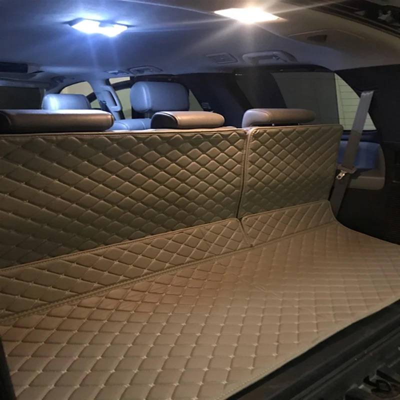 CLWYWUL Kofferraumwanne Teppich Kompatibel Mit Toyota Für Sequoia 7 Sitze 8 Sitze 2008 2009 2010 2011 2012 2013 2014 2015 2016 2017 2018 Kofferraummatten Liner Kofferraumteppiche(Beige) von CLWYWUL