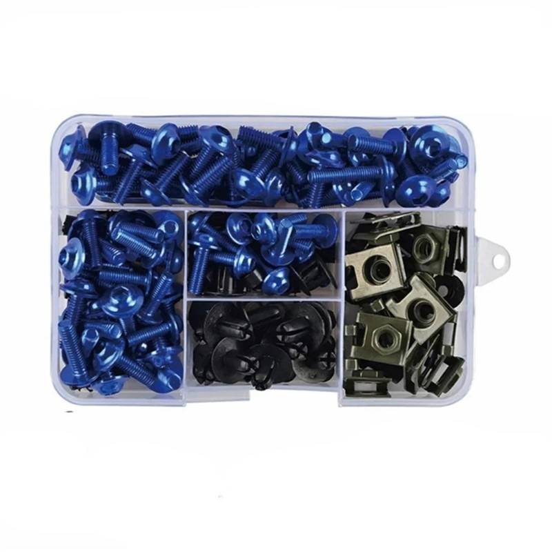 CLWYWUL Kompatibel Mit Aprilia Für RSV4 1100 Für Factory Für RSV1000 Motorradverkleidungsschrauben Schrauben Schrauben Kit -Nuss -Clips Motorradschraube Kit Kit Gewindeschrauben Set(Blue) von CLWYWUL