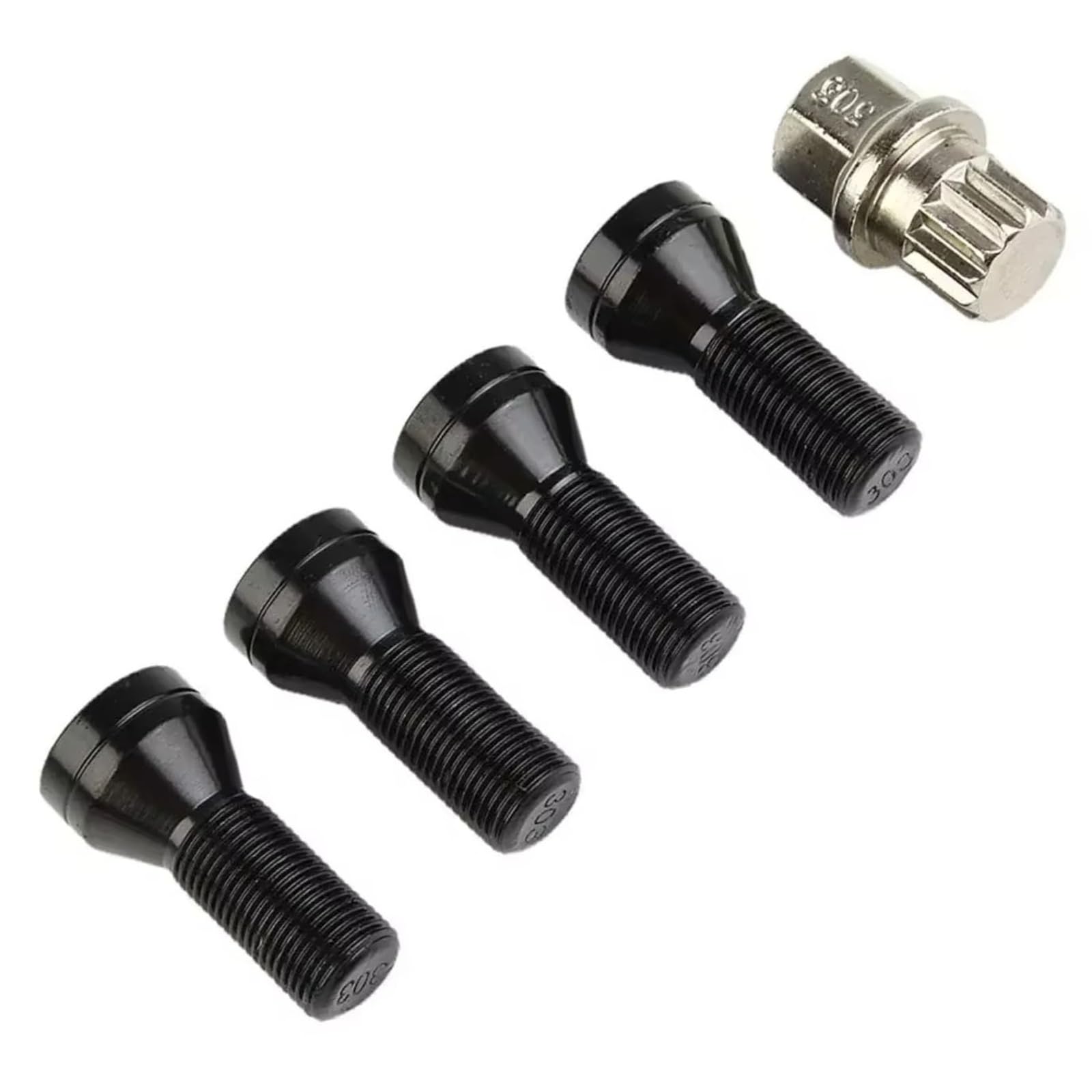 CLWYWUL Kompatibel Mit X6 Für E71 2008 2009 2010 2011 2012 2013 2014 M14 X 1,25/M12 X 1,5 Alu-Autorad-Sicherungsschrauben Radmuttern Schlüssel OEM: 36136776076 Auto Radbolzen radschrauben(M14) von CLWYWUL