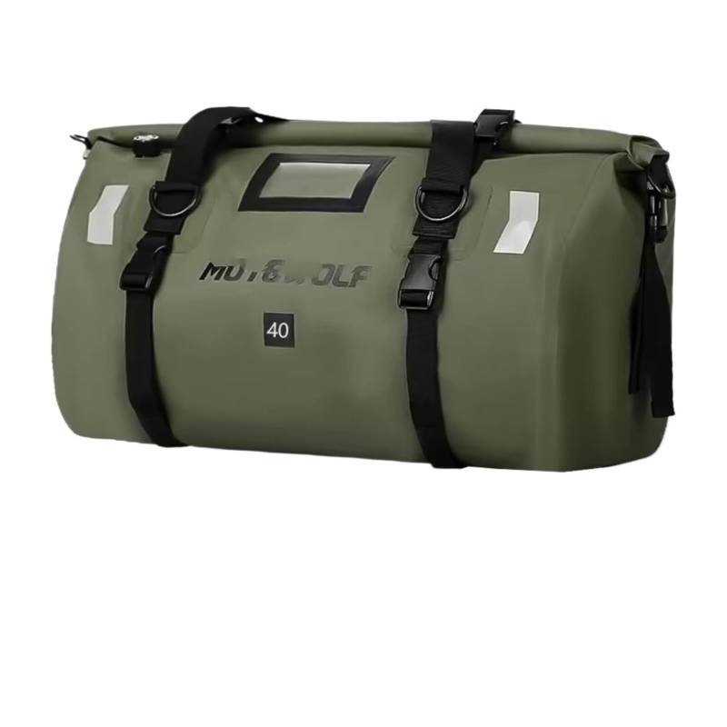 CLWYWUL Motorrad Hecktasche Universal Motorrad Roller Sport Gepäck Pack 66L 40L Motorrad wasserdichte Hecktaschen Rücksitz Taschen Radfahren Camping Reisetasche(40L Green Logo) von CLWYWUL